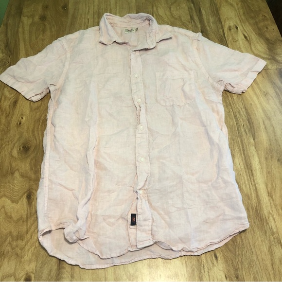 Faherty Shirt Mens 100% Linen Light Pink Solid Button Up Outdoors Casual Size M - Picture 1 of 10